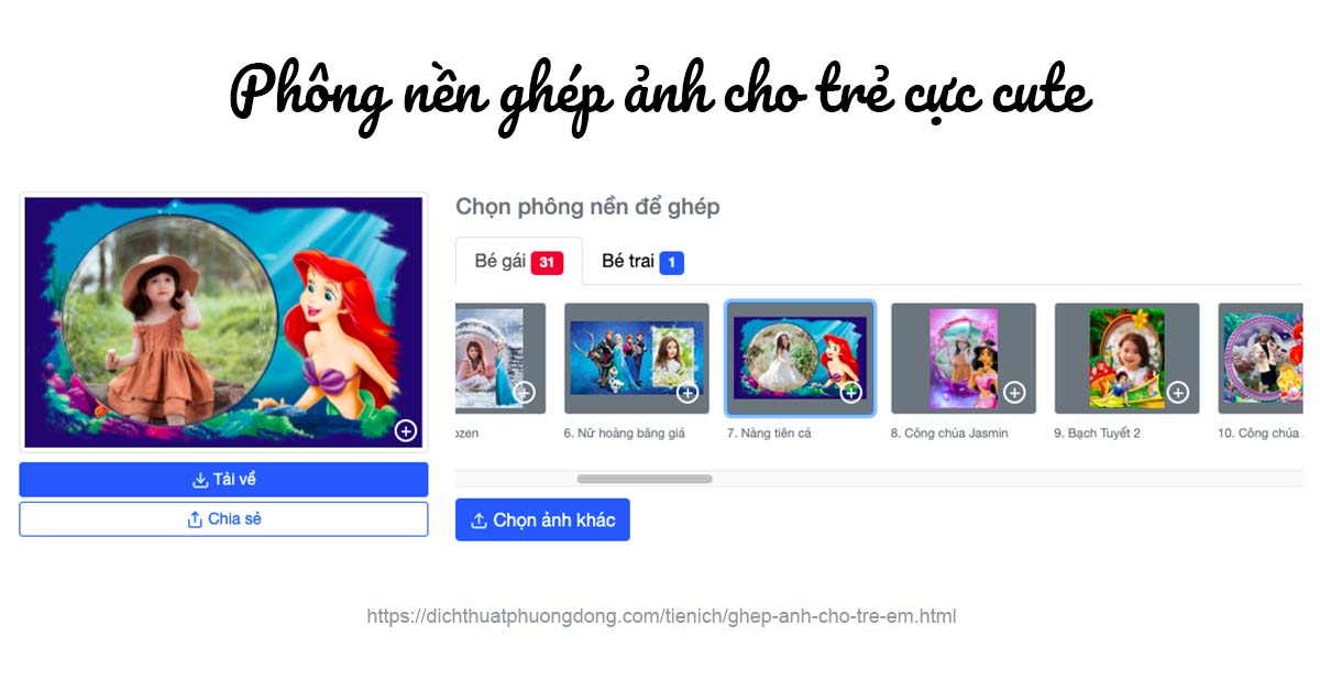 Ghép ảnh nghệ thuật bé yêu online 2024