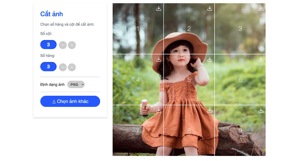 Cắt ảnh thành nhiều phần bằng nhau Online 2024