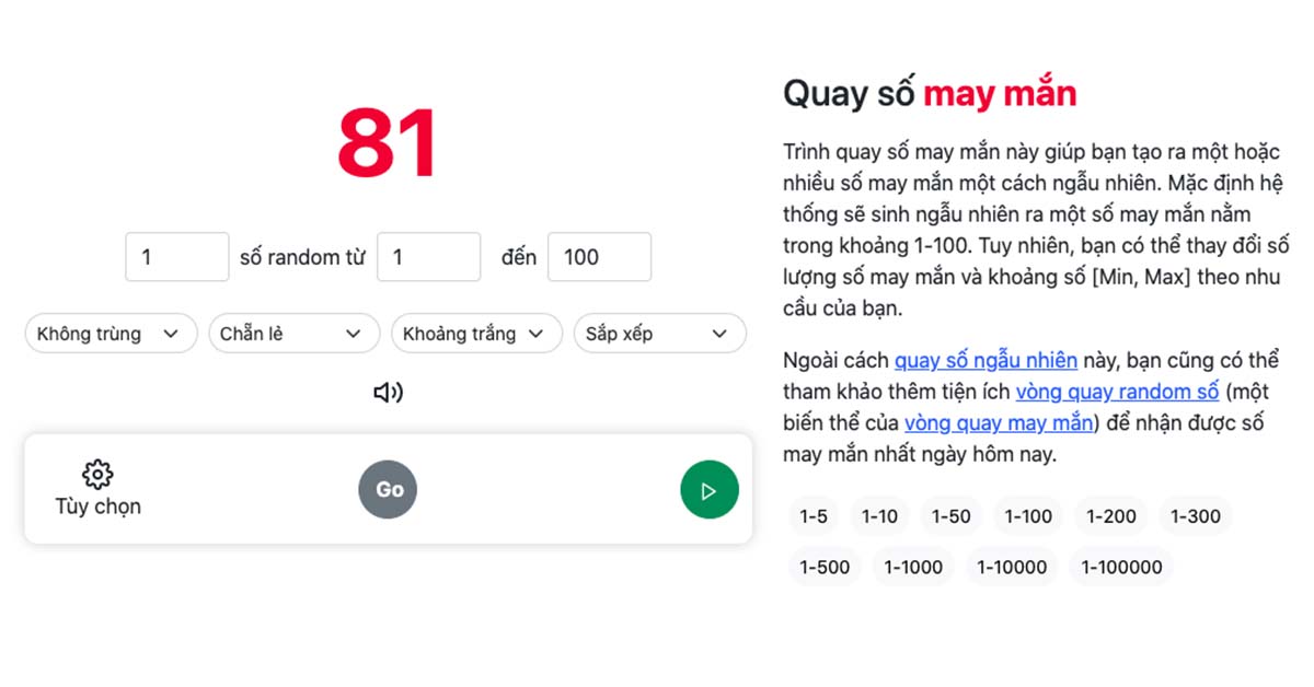 Quay So Random Quay số may mắn | Quay số may mắn hôm nay ²⁰²⁶